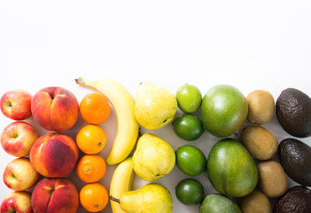 Colorful fruit assortment on Isolated White Background