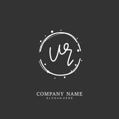  Handwritten initial letter U R UR for identity and logo. Vector logo template with handwriting and signature style.