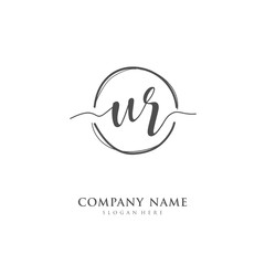  Handwritten initial letter U R UR for identity and logo. Vector logo template with handwriting and signature style.