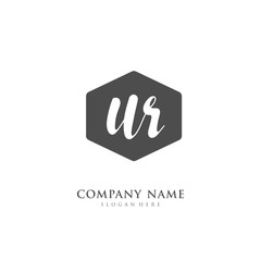  Handwritten initial letter U R UR for identity and logo. Vector logo template with handwriting and signature style.