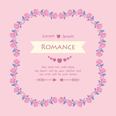 Wallpaper design for romance greeting card, with seamless style of leaf and floral frame. Vector