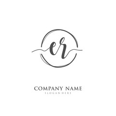 Handwritten initial letter E R ER for identity and logo. Vector logo template with handwriting and signature style.