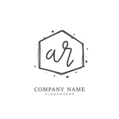 Handwritten initial letter A R AR for identity and logo. Vector logo template with handwriting and signature style.