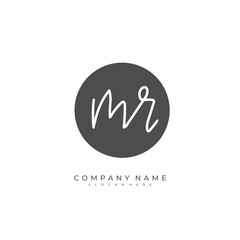 Handwritten initial letter M R MR for identity and logo. Vector logo template with handwriting and signature style.