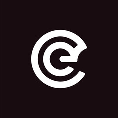 Initial letter ec or ce logo template with circle bold line art symbol in flat design monogram illustration