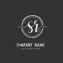 Handwritten initial letter S R SR for identity and logo. Vector logo template with handwriting and signature style.
