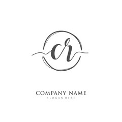 Handwritten initial letter C R CR for identity and logo. Vector logo template with handwriting and signature style.
