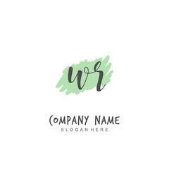 Handwritten initial letter W R WR for identity and logo. Vector logo template with handwriting and signature style.