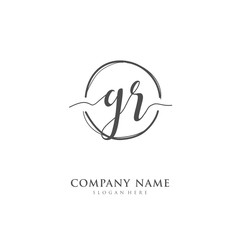 Handwritten initial letter G R GR for identity and logo. Vector logo template with handwriting and signature style.