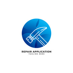 Repair with Hammer Application Logo Vector Icon Illustration
