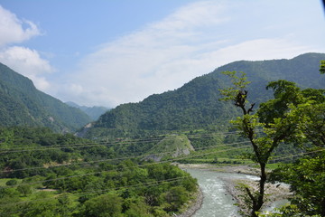 Fototapeta na wymiar Yamuna river and valley in Himalayan region of Uttrakhand state of India