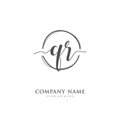 Handwritten initial letter Q R QR for identity and logo. Vector logo template with handwriting and signature style.