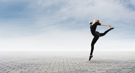 Gymnast girl in jump Mixed media