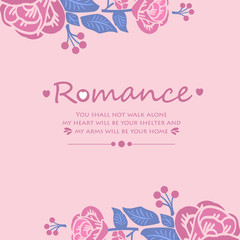 Obraz na płótnie Canvas Romance invitation card decorative, with seamless leaf and floral frame. Vector