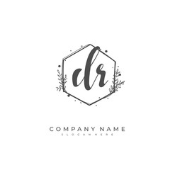 Handwritten initial letter D R DR for identity and logo. Vector logo template with handwriting and signature style.