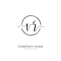 Handwritten initial letter V R VR for identity and logo. Vector logo template with handwriting and signature style.