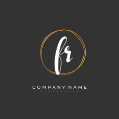Handwritten initial letter F R FR for identity and logo. Vector logo template with handwriting and signature style.
