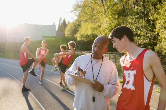 Coach Timing High School Track And Field Athlete