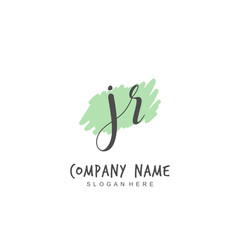 Handwritten initial letter J R JR for identity and logo. Vector logo template with handwriting and signature style.