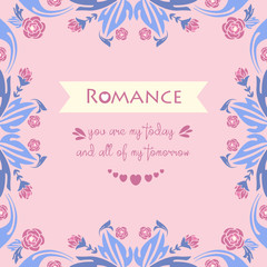 Decoration for romance invitation card, with beautiful leaf and pink wreath frame. Vector