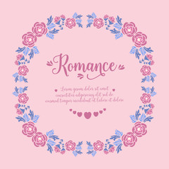 Unique pattern of leaf and floral frame, for elegant romance decoration of cards. Vector