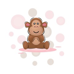 cute monkey mascot cartoon design vector