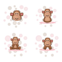 cute monkey mascot cartoon design vector collection