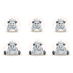 cute sheep mascot cartoon design vector collection