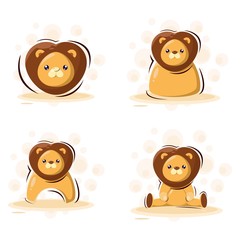 cute lion mascot cartoon design vector