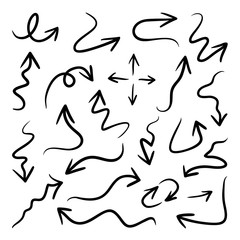 Hand drawn arrow vector icons set. sketch arrow design for business plan and education.