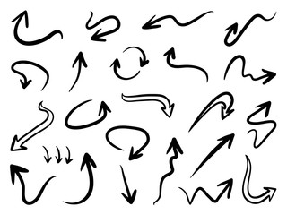 Hand drawn arrow vector icons set. sketch arrow design for business plan and education.