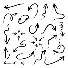 Hand drawn arrow vector icons set. sketch arrow design for business plan and education.