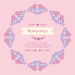 Obraz premium Leaf and floral unique decor of frame, for romance greeting card design. Vector