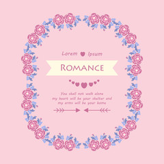 Leaf and floral unique decor of frame, for romance greeting card design. Vector