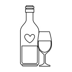 cup glass with bottle champagne isolated icon