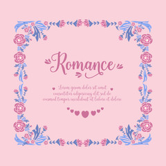 Decorative frame with elegant leaves and flower for romance greeting card template design. Vector