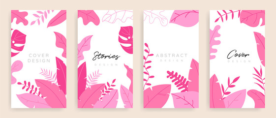 Social stories set of Valentines day abstract backgrounds with liquid shapes and copy space for text, banners, cover design, social media Feed, Blog - Vector