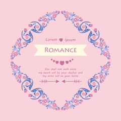 Romance invitation card Decoration, with leaf and floral unique frame. Vector
