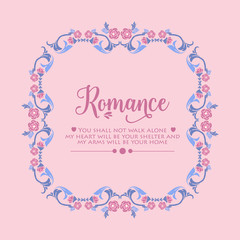 Ornate Pattern of leaf and pink flower frame, for romance elegant invitation card template concept. Vector
