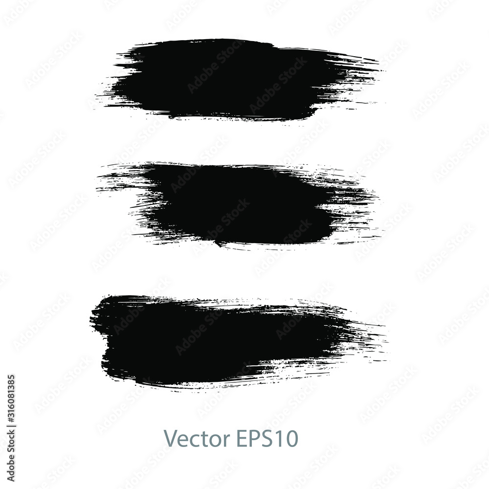 Wall mural brush strokes watercolor background. Vector black paint