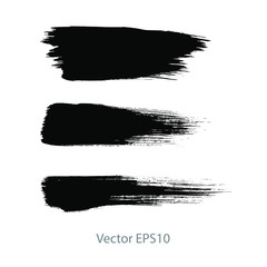 brush strokes watercolor background. Vector black paint