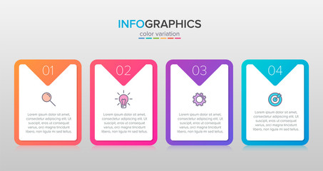 Infographic design with icons and 4 options or steps. Thin line vector. Infographics business concept. Can be used for info graphics, flow charts, presentations, web sites, banners, printed materials.
