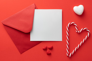 valentines day love letter Flat lay background