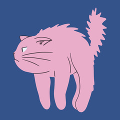 Hand drawn flat cute cat character. Colorful Kitten with bright emotion and poses.Doodle vector illustration for childish decoration clothes, patterns, stickers, cards, fabric, textile, wallpaper,pack