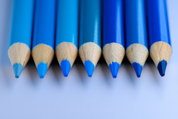 Blue pencil tips light to dark 
