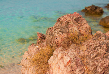 Rocky Coastline with Boulders. Sea and beach views. The Ko Lan Island Pattaya.