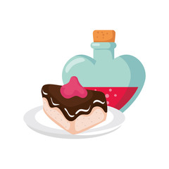 fragrance with heart bottle isolated icon