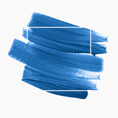 Blue paint abstract background. Brush stroke texture design poster vector over square frame. Perfect watercolor design for headline, logo and sale banner.