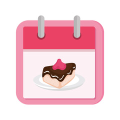 calendar with cake slice isolated icon