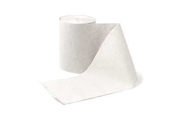 Toilet paper roll on a white background.